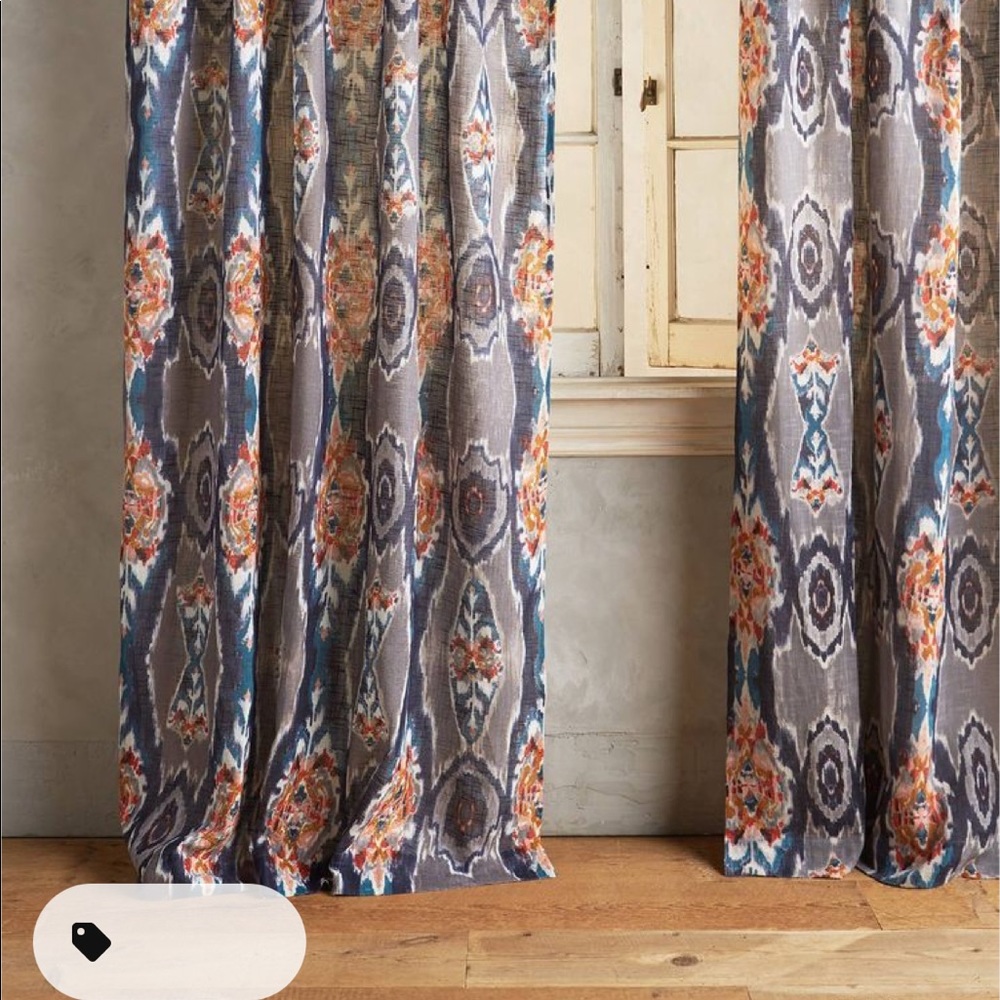 Anthropologie stretched ikat curtains 63 x 50